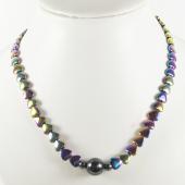 Rainbow Plating Heart ShapeHematite Beads Strands Necklace